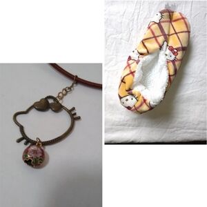 Jewelry Combo Necklace Slippers Anime Kawaii Casual Gift For Her Burgundy Yellow